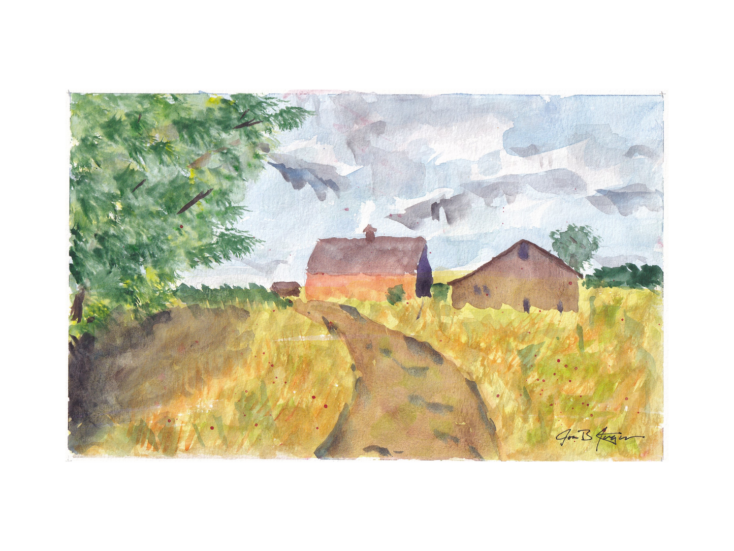 Barn and Field (9" x 12") - Original